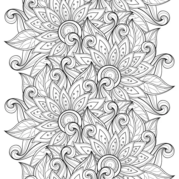 Monocromo patrón floral abstracto — Vector de stock