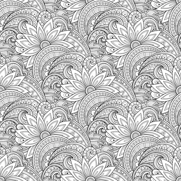 Monochroom Abstract Floral patroon — Stockvector