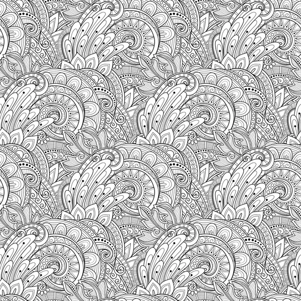Monocromo patrón floral abstracto — Vector de stock