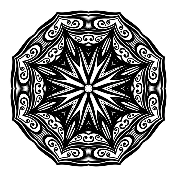 Hermoso Deco Mandala Negro — Archivo Imágenes Vectoriales