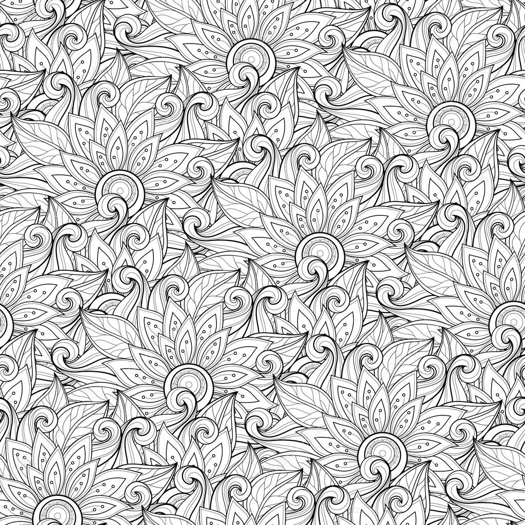 Monochrome Abstract Floral Pattern