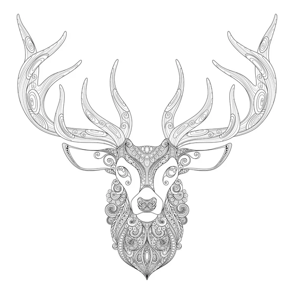 華やかな鹿の角のある頭 — ストックベクタ