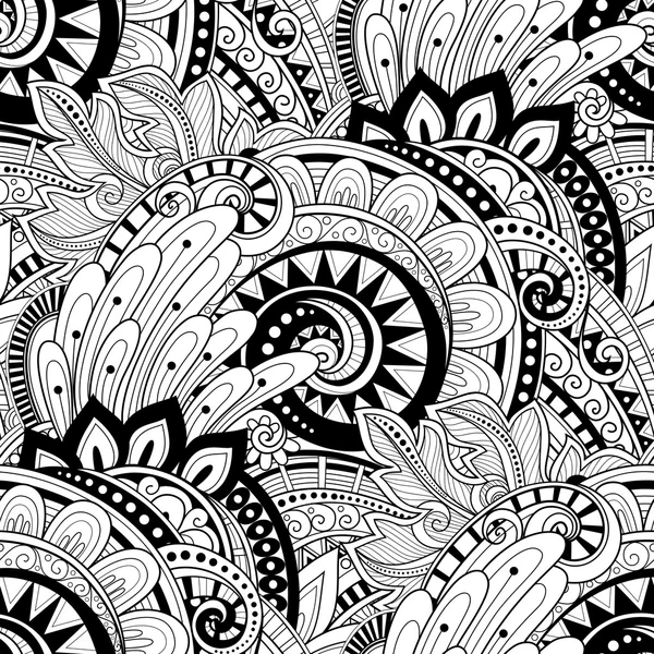 Monochroom Abstract Floral patroon — Stockvector