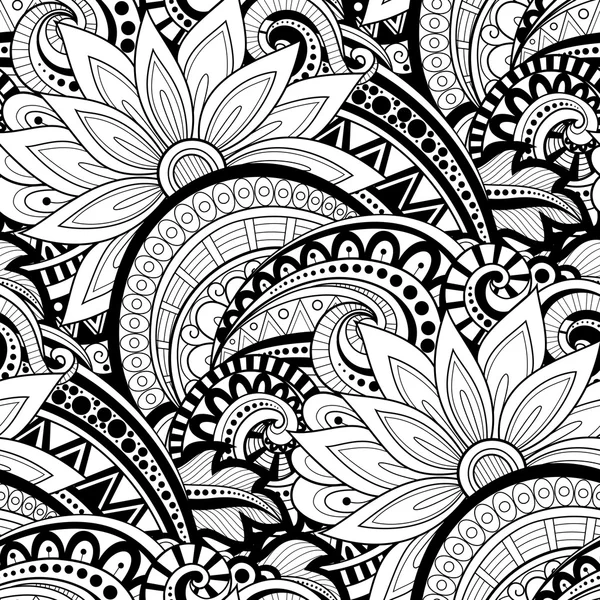 Monocromo patrón floral abstracto — Vector de stock