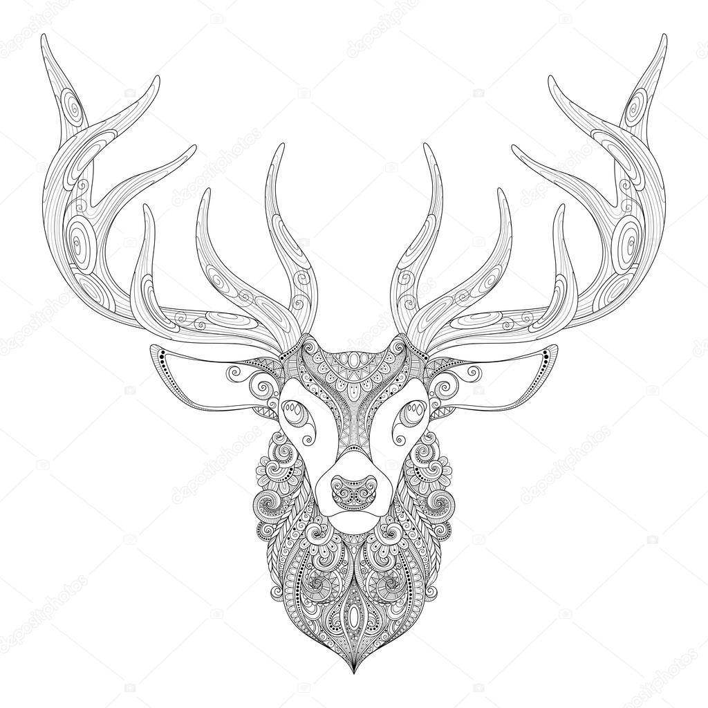 Ornate Deer Horned Head