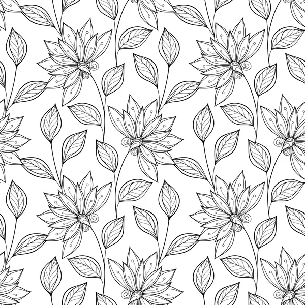 Padrão floral monocromático abstrato — Vetor de Stock