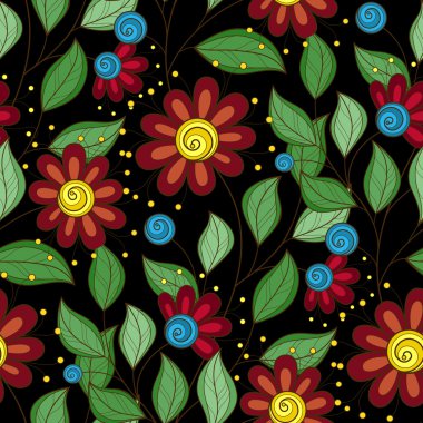 Sorunsuz çiçek desenli renkli