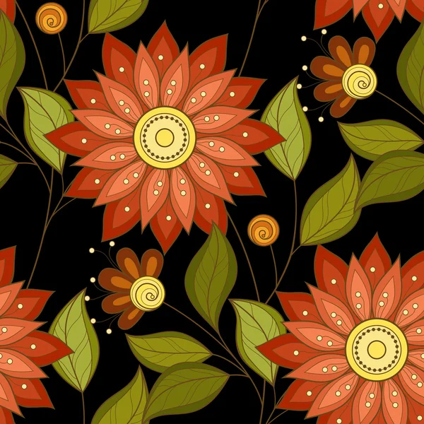 Colored Seamless Floral Pattern — Stock Vector