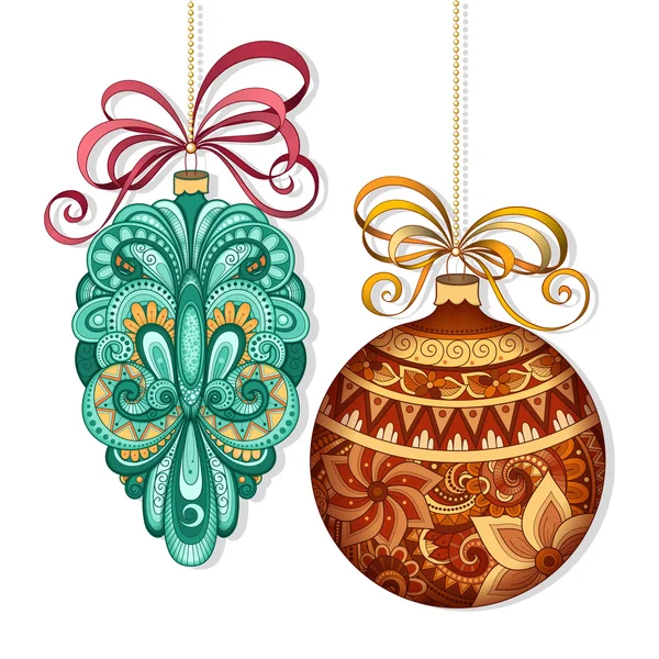 Decorações de Natal coloridas ornamentadas — Vetor de Stock