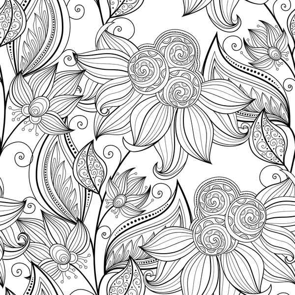 Abstract Monochrome Floral Pattern — Stock Vector