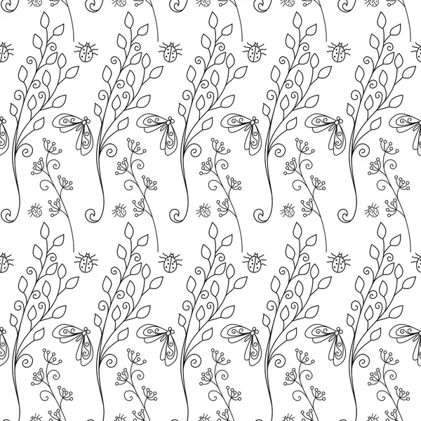 Modèle floral monochrome abstrait — Image vectorielle