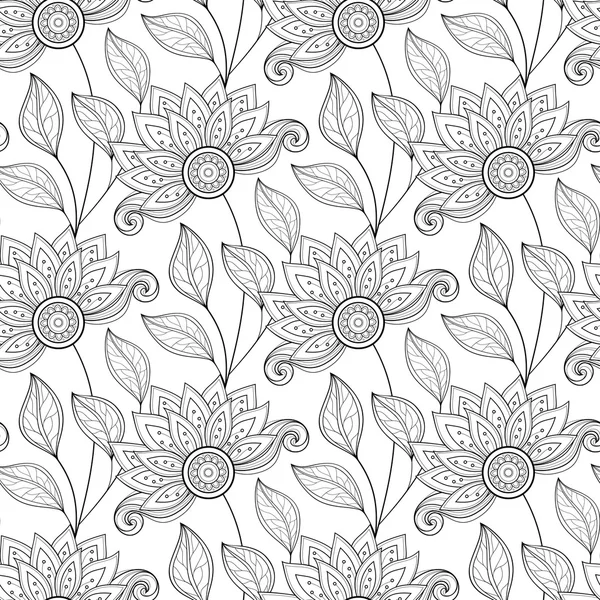 Modèle floral monochrome abstrait — Image vectorielle