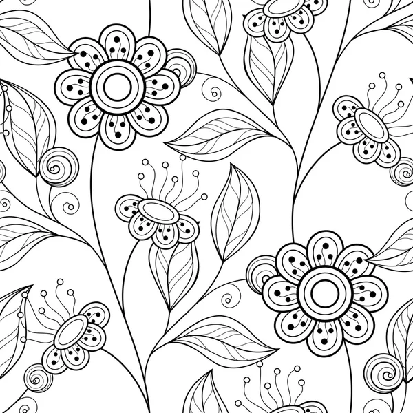 Modèle floral monochrome abstrait — Image vectorielle