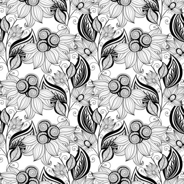 Soyut tek renkli çiçek desenli