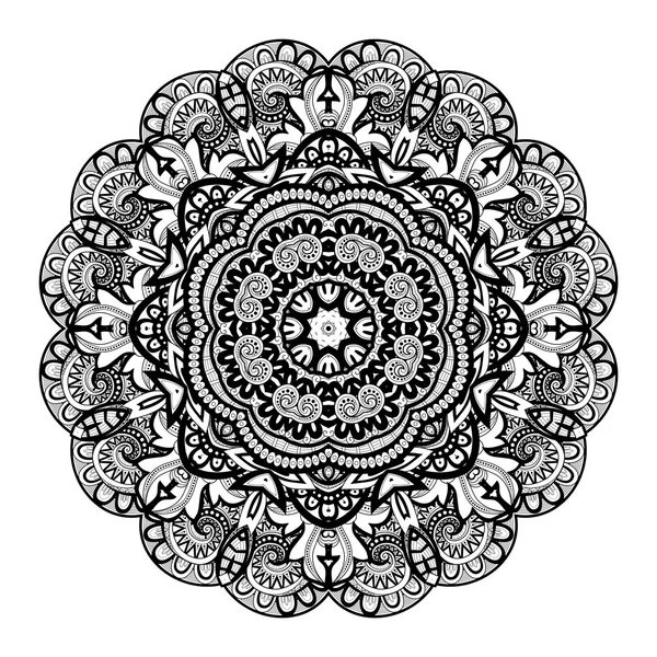 Deco Contorno monocromo Mandala — Archivo Imágenes Vectoriales