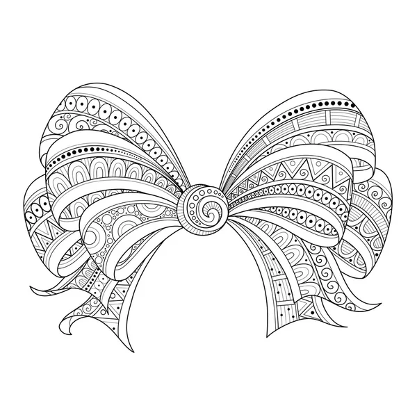 Vector Ornate Monochrome Bow with Pattern — Stock Vector