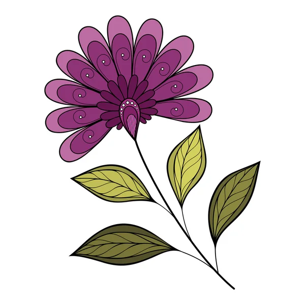 Flor de contorno colorido — Vetor de Stock