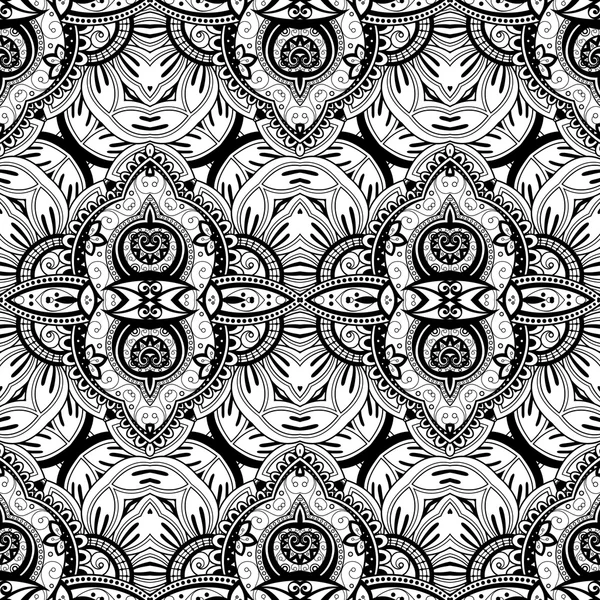 シームレスなモノクロの華やかなパターン — ストックベクタ