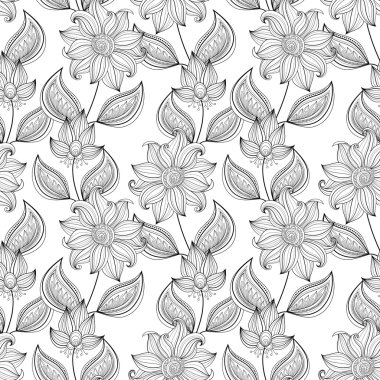 Soyut tek renkli çiçek desenli