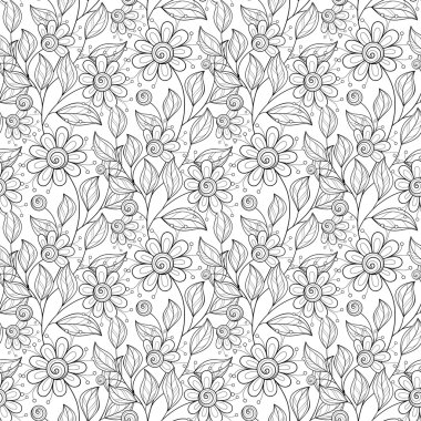 Soyut tek renkli çiçek desenli