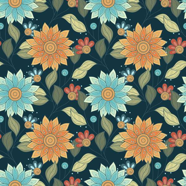 Абстрактный бесшовный цветочный узор