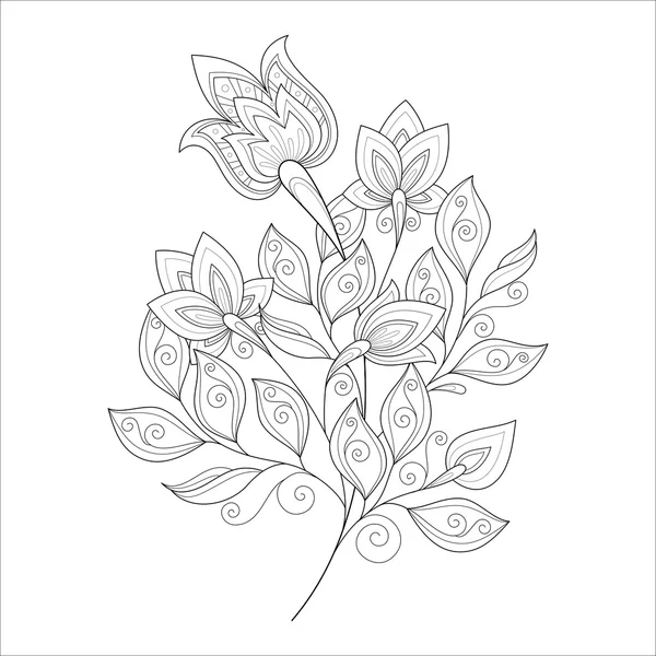 Beautiful Monochrome Contour Flower — Stock Vector