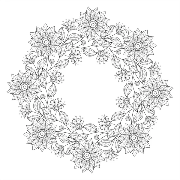 Abstract Monochrome Floral Background — Stock Vector