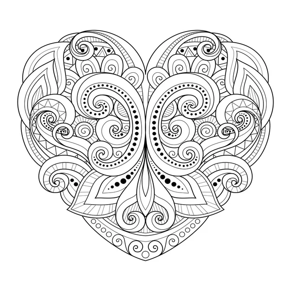 Decorative Monochrome Abstract Heart — Stock Vector