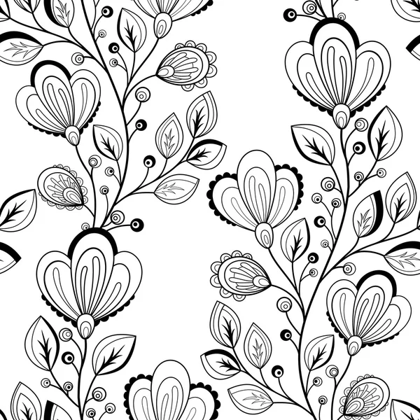 Resumen del patrón floral monocromático — Archivo Imágenes Vectoriales