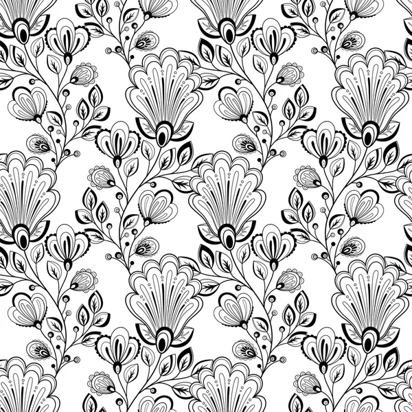 Abstract Monochrome Floral Pattern — Stock Vector