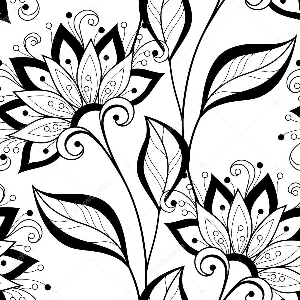 Abstract Monochrome Floral Pattern