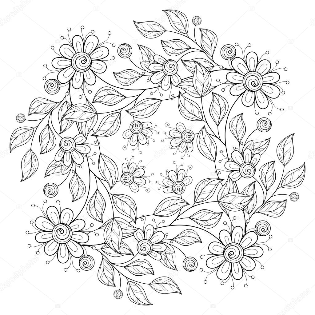 Abstract Monochrome Floral Background