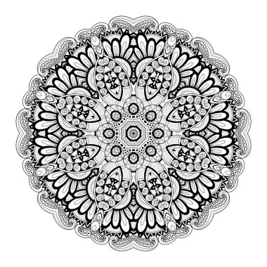 Tek renkli kontur mandala