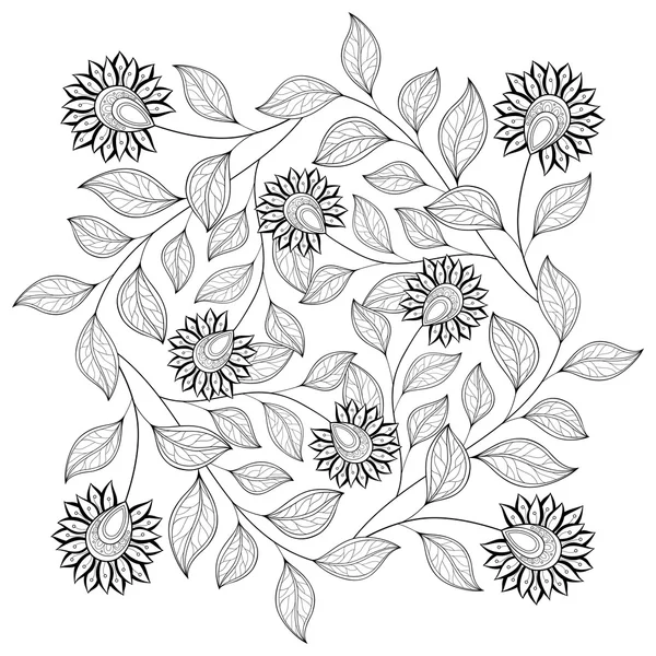 Fondo floral monocromo — Vector de stock