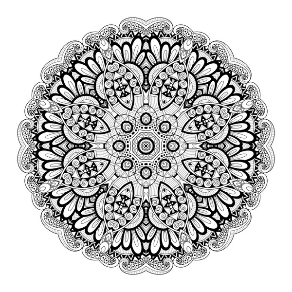 Mandala de contorno monocromo — Archivo Imágenes Vectoriales