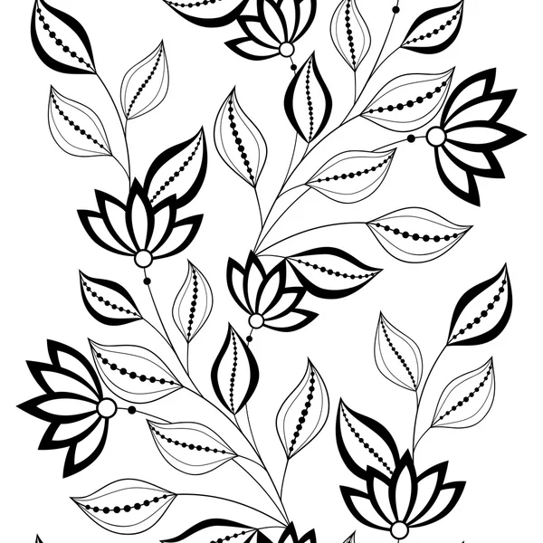 Patrón floral monocromo — Vector de stock