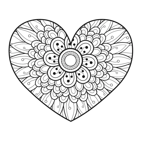 Corazón floral monocromático decorativo — Archivo Imágenes Vectoriales