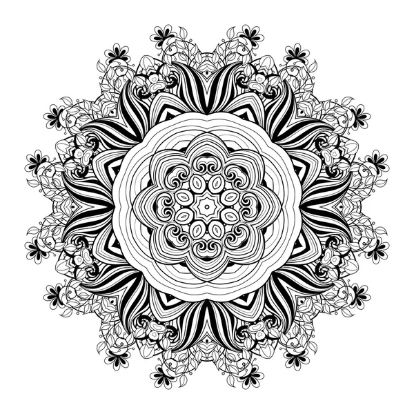 Монохромный Contour Mandala — стоковый вектор