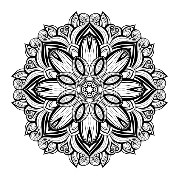 Hermoso Deco Monocromo contorno Mandala — Archivo Imágenes Vectoriales
