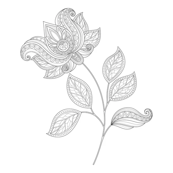 Belle fleur de contour monochrome — Image vectorielle