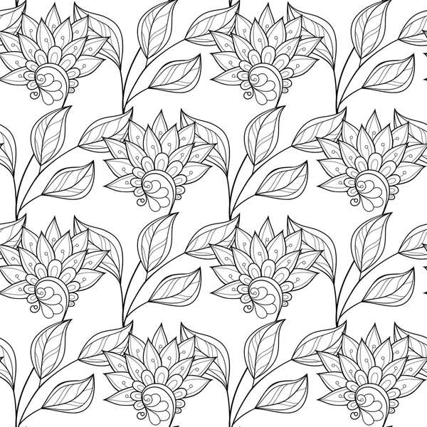 Modèle floral monochrome — Image vectorielle