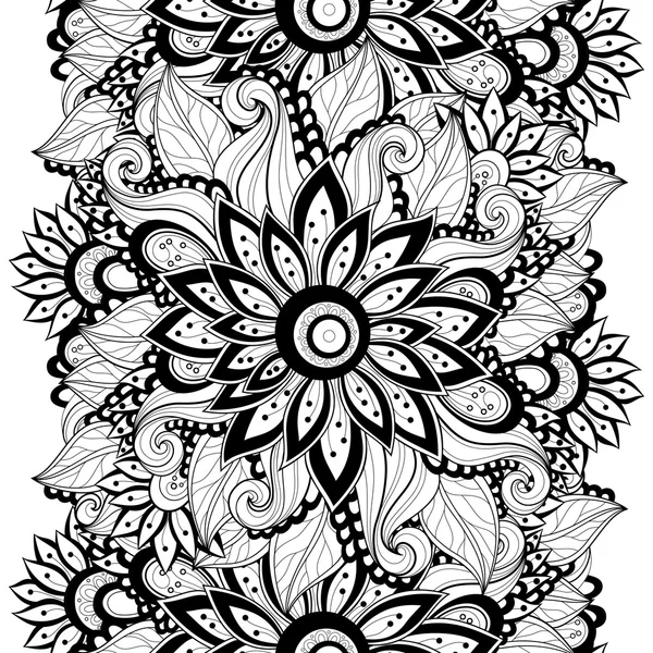 Patrón floral monocromo — Vector de stock