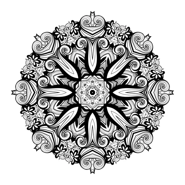 Hermoso Deco Monocromo contorno Mandala — Archivo Imágenes Vectoriales