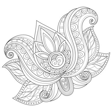 Güzel tek renkli kontur çiçek