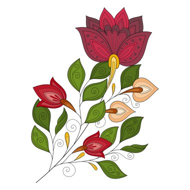 Güzel renkli kontur çiçek