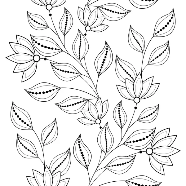 Patrón floral monocromo — Vector de stock