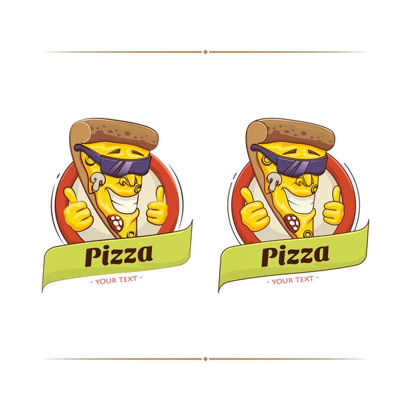 Pizza komik karakter — Stok Vektör