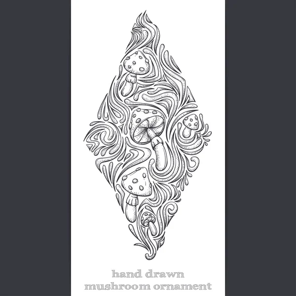 Abstract Ornament of Mushrooms One Black