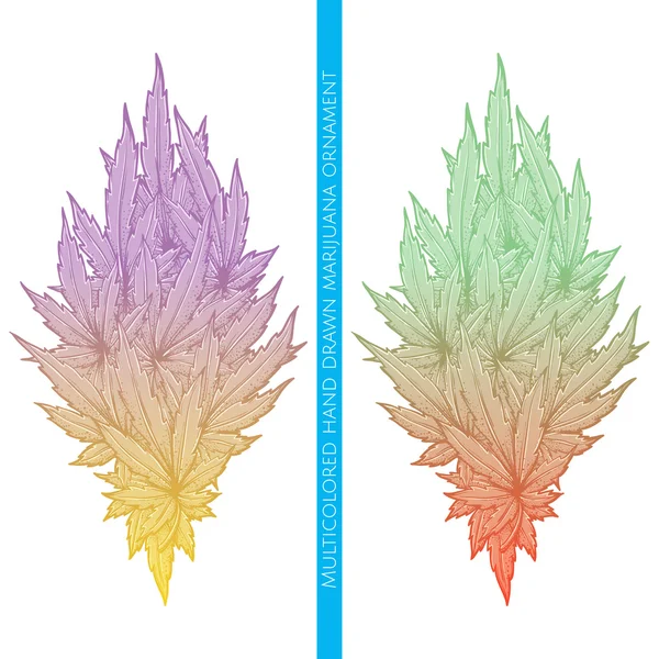 Abstract Ornament of Cannabis Multicolored Εικονογράφηση Αρχείου