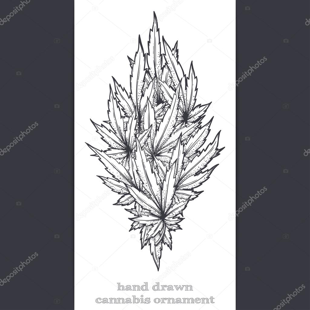 Abstract Ornament of Cannabis Black